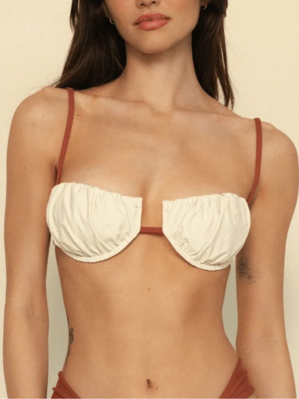 Montce Oat Terracotta Binded Petal Bikini Top